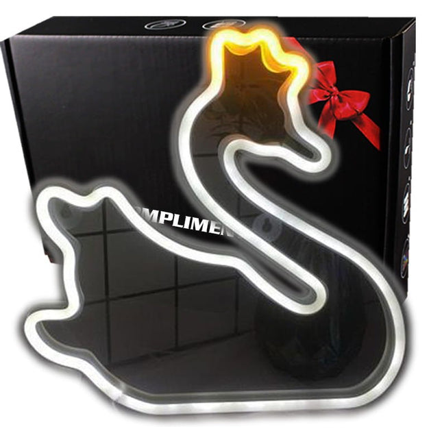 Neon LED Łabędź na ścianę – 33 × 33 cm, USB/baterie – zdjęcie produktu