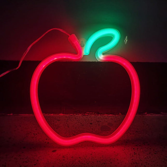 Neon LED Jabłko czerwone na ścianę – USB/baterie – zdjęcie produktu