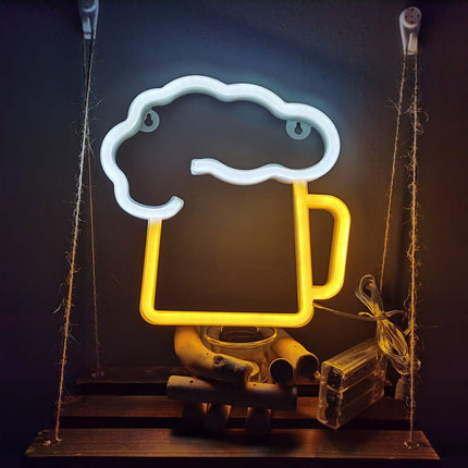 Neon LED Beer Piwo na ścianę – 28 × 28 cm, USB/baterie – zdjęcie produktu