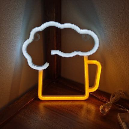 Neon LED Beer Piwo na ścianę – 28 × 28 cm, USB/baterie – zdjęcie produktu