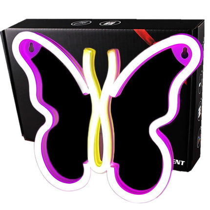 Neon LED Motyl na ścianę – 24 × 19 cm, USB/baterie – zdjęcie produktu