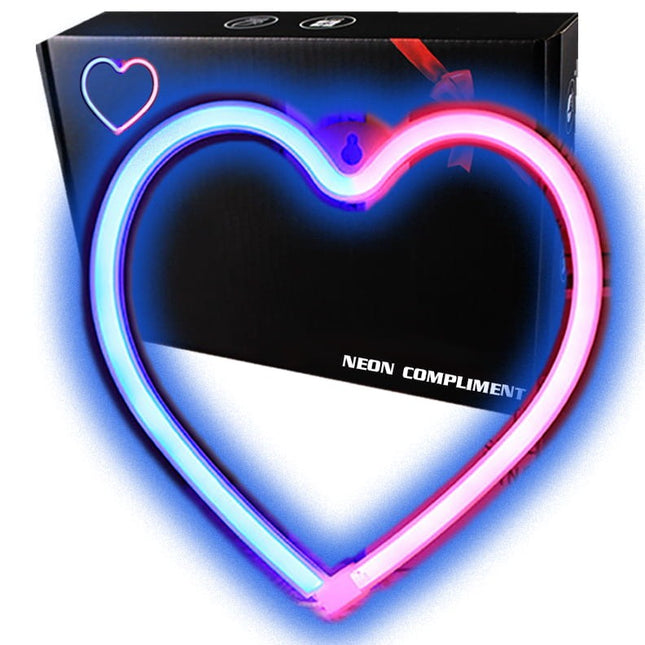 Neon LED Serce różowo-niebieskie na ścianę – 21 × 20 cm, USB/baterie – zdjęcie produktu