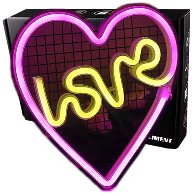 Neon LED Serce LOVE na ścianę – 26 × 26 cm, USB/baterie – zdjęcie produktu