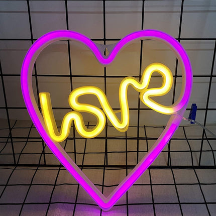 Neon LED Serce LOVE na ścianę – 26 × 26 cm, USB/baterie – zdjęcie produktu