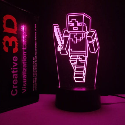 Lampka nocna LED 3D Minecraft – pilot, 16 kolorów, USB – zdjęcie produktu