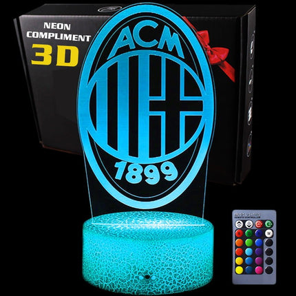 Lampka nocna LED 3D AC Milan – pilot, 16 kolorów, USB – zdjęcie produktu