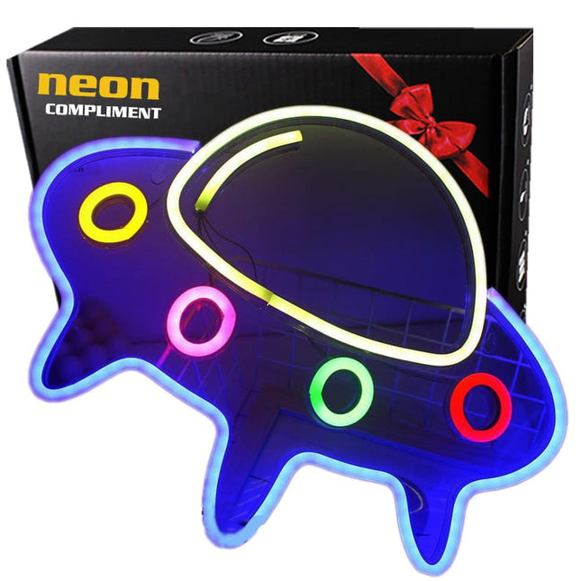 Neon LED UFO na ścianę – 42 × 32 cm, USB/baterie – zdjęcie produktu