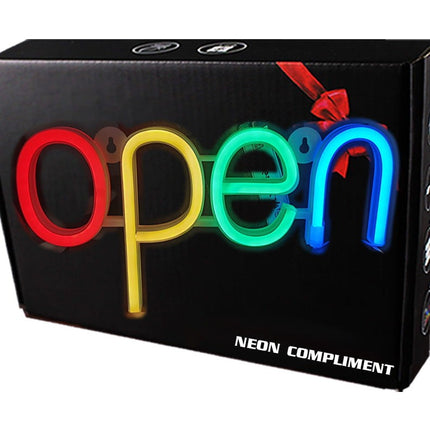 Neon LED OPEN na ścianę – 30 × 15 cm, USB/baterie – zdjęcie produktu
