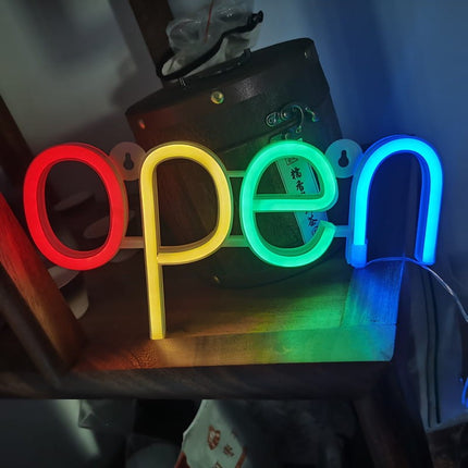 Neon LED OPEN na ścianę – 30 × 15 cm, USB/baterie – zdjęcie produktu