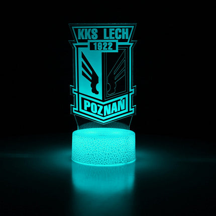 Lampka nocna LED 3D Lech Poznań – pilot, 16 kolorów, USB – zdjęcie produktu