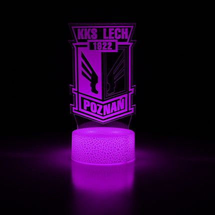 Lampka nocna LED 3D Lech Poznań – pilot, 16 kolorów, USB – zdjęcie produktu