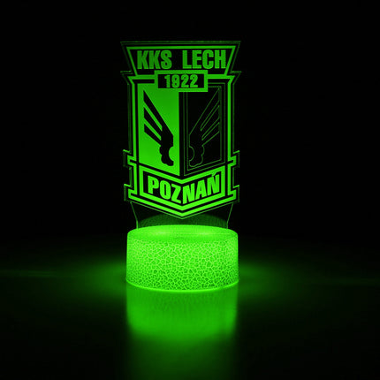 Lampka nocna LED 3D Lech Poznań – pilot, 16 kolorów, USB – zdjęcie produktu