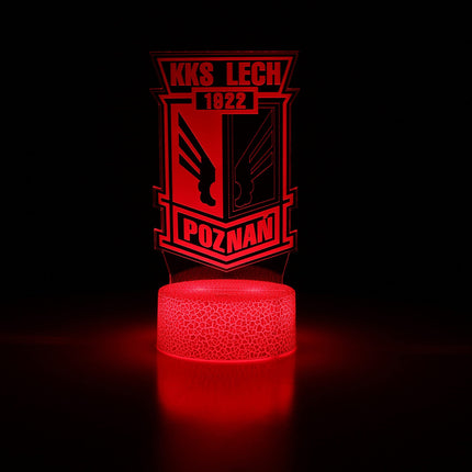 Lampka nocna LED 3D Lech Poznań – pilot, 16 kolorów, USB – zdjęcie produktu