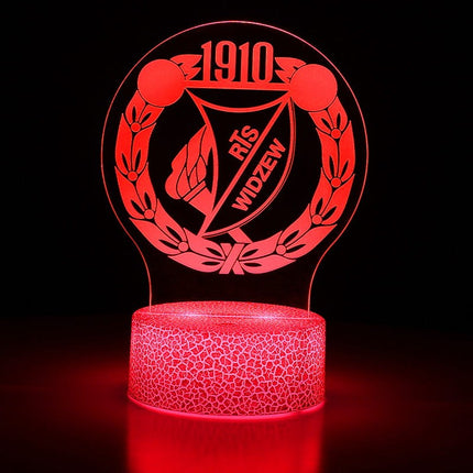 Lampka nocna LED 3D Widzew Łódź – pilot, 16 kolorów, USB – zdjęcie produktu