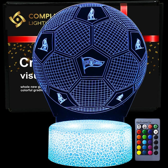 Lampka nocna LED 3D Lechia Gdańsk – piłka – pilot, 16 kolorów, USB – zdjęcie produktu