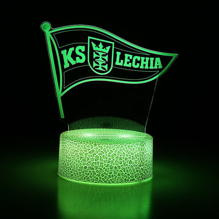 Lampka nocna LED 3D Lechia Gdańsk – pilot, 16 kolorów, USB – zdjęcie produktu