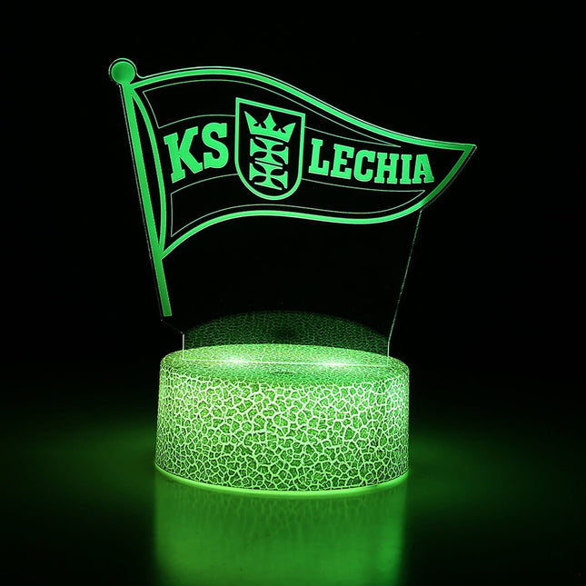 Lampka nocna LED 3D Lechia Gdańsk – pilot, 16 kolorów, USB – zdjęcie produktu