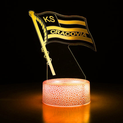 Lampka nocna LED 3D Cracovia – pilot, 16 kolorów, USB – zdjęcie produktu
