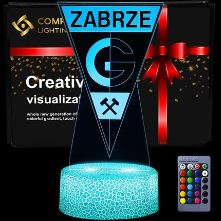 Lampka nocna LED 3D Górnik Zabrze – pilot, 16 kolorów, USB – zdjęcie produktu