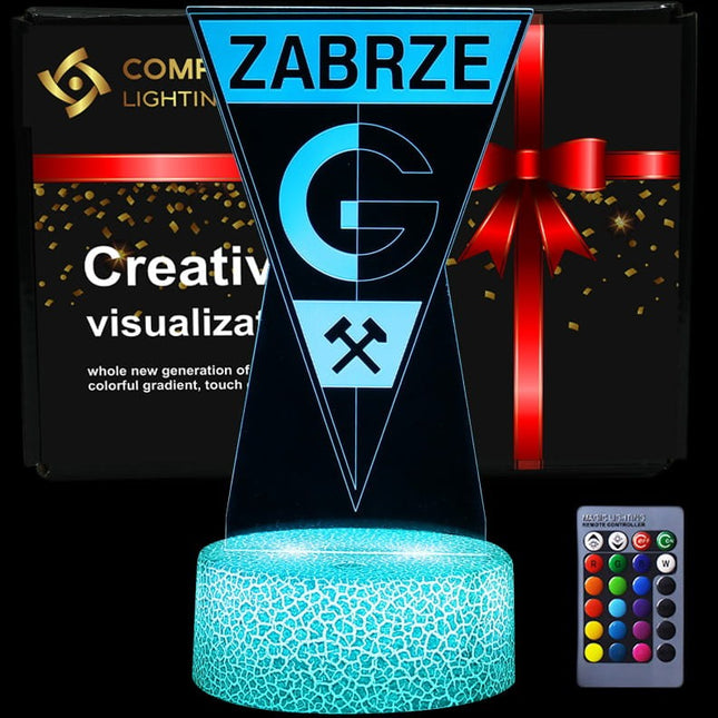 Lampka nocna LED 3D Górnik Zabrze – pilot, 16 kolorów, USB – zdjęcie produktu