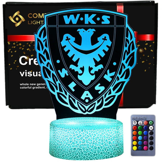 Lampka nocna LED 3D Śląsk Wrocław – pilot, 16 kolorów, USB – zdjęcie produktu