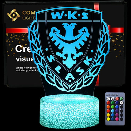 Lampka nocna LED 3D Śląsk Wrocław – pilot, 16 kolorów, USB – zdjęcie produktu