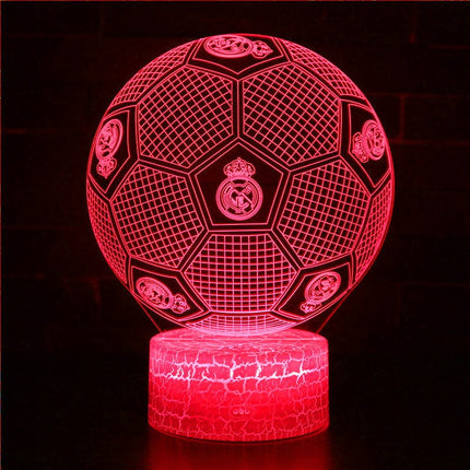 Lampka nocna LED 3D Real Madryt – piłka – pilot, 16 kolorów, USB – zdjęcie produktu