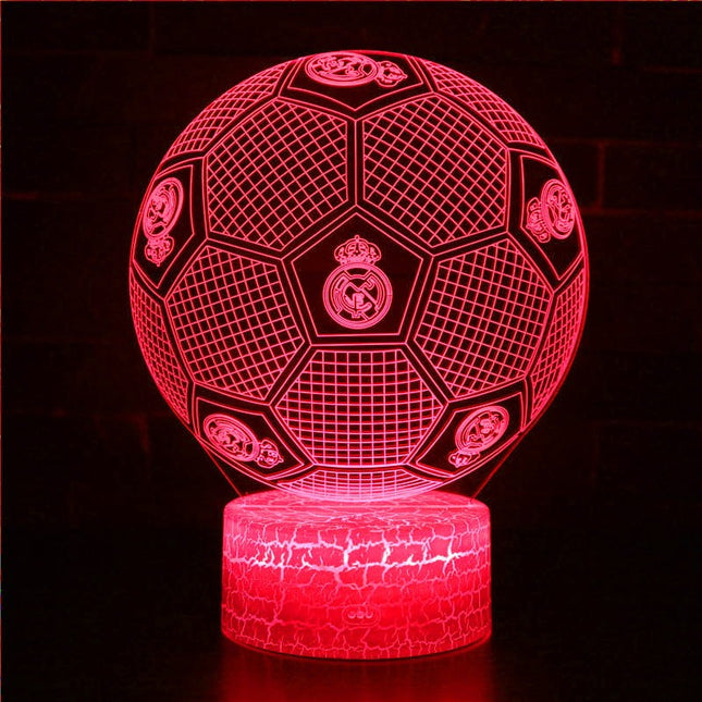 Lampka nocna LED 3D Real Madryt – piłka – pilot, 16 kolorów, USB – zdjęcie produktu