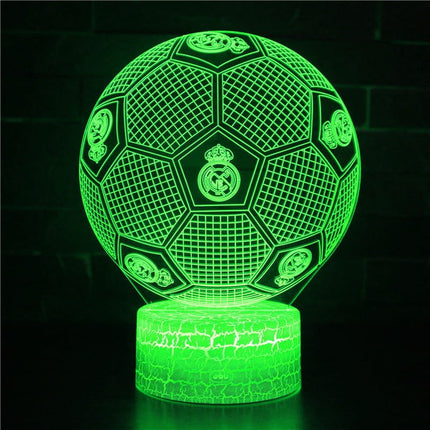 Lampka nocna LED 3D Real Madryt – piłka – pilot, 16 kolorów, USB – zdjęcie produktu