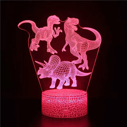 Lampka nocna LED 3D Jurassic Park – dinozaury – pilot, 16 kolorów, USB – zdjęcie produktu
