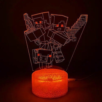 Lampka nocna LED 3D Minecraft – postacie – pilot, 16 kolorów, USB – zdjęcie produktu