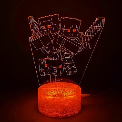 Lampka nocna LED 3D Minecraft – postacie – pilot, 16 kolorów, USB – zdjęcie produktu