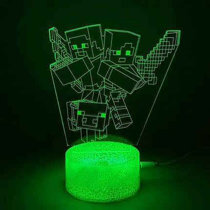 Lampka nocna LED 3D Minecraft – postacie – pilot, 16 kolorów, USB – zdjęcie produktu