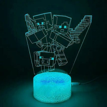 Lampka nocna LED 3D Minecraft – postacie – pilot, 16 kolorów, USB – zdjęcie produktu