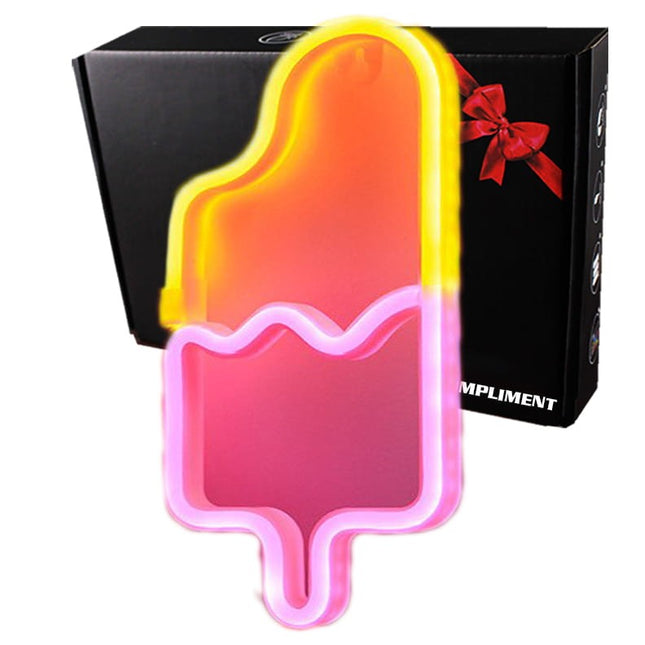 Neon LED Lody na ścianę – 25 × 12 cm, USB/baterie – zdjęcie produktu