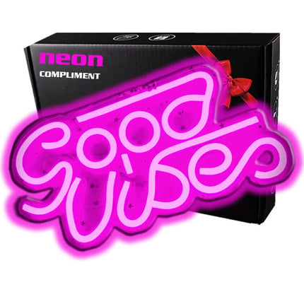 Neon LED Good Vibes – różowy na ścianę – 35 × 18 cm, USB – zdjęcie produktu