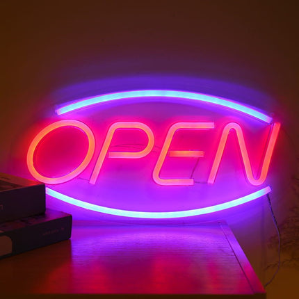 Neon LED OPEN na ścianę – 42 × 25 cm, USB/baterie – zdjęcie produktu