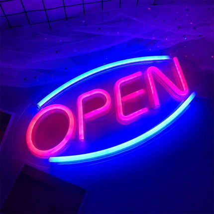 Neon LED OPEN na ścianę – 42 × 25 cm, USB/baterie – zdjęcie produktu