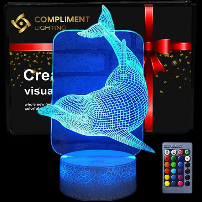 Lampka nocna LED 3D Delfin – pilot – zdjęcie produktu