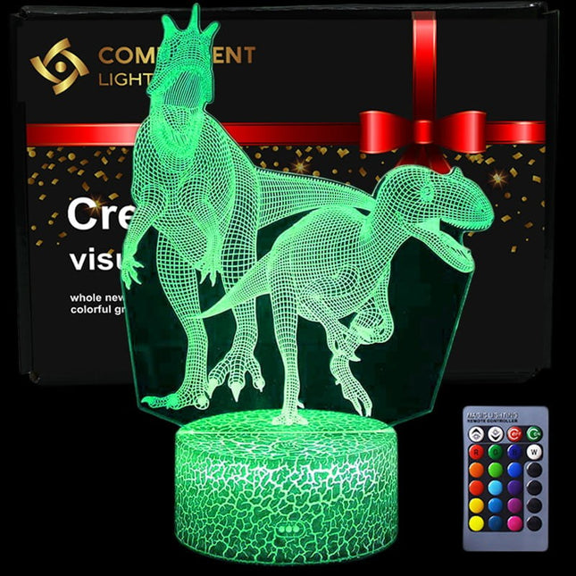 Lampka nocna LED 3D Dinozaur T-Rex – pilot, USB – zdjęcie produktu