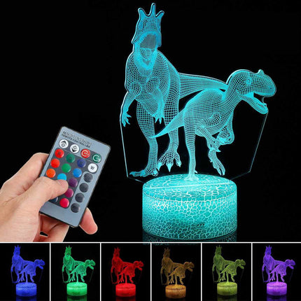 Lampka nocna LED 3D Dinozaur T-Rex – pilot, USB – zdjęcie produktu