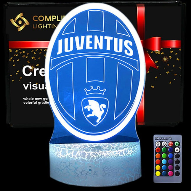 Lampka nocna LED 3D Juventus – pilot, USB – zdjęcie produktu