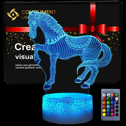 Lampka nocna LED 3D Koń – pilot, 16 kolorów, USB – zdjęcie produktu