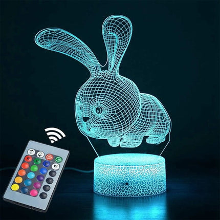 Lampka nocna LED 3D Królik – pilot – zdjęcie produktu