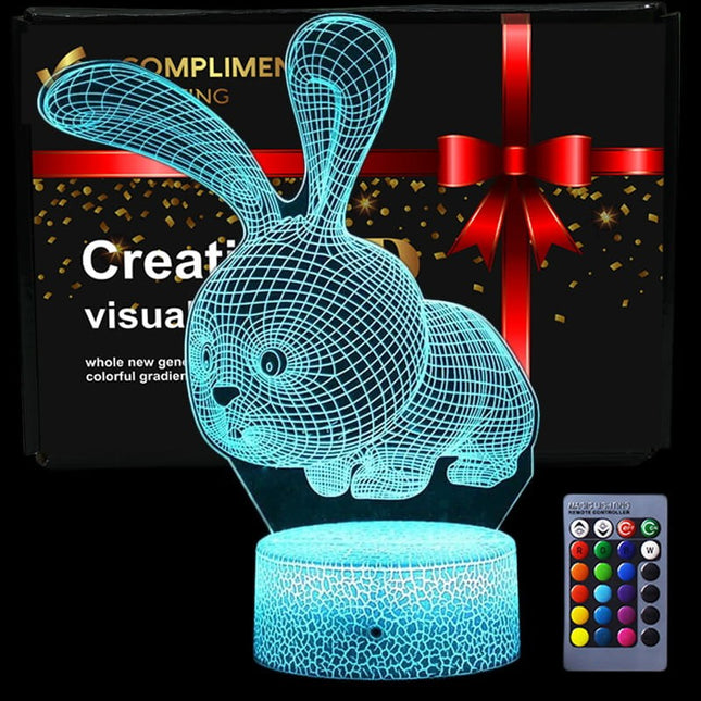 Lampka nocna LED 3D Królik – pilot – zdjęcie produktu