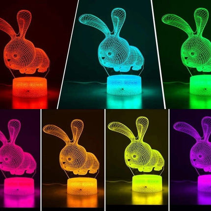 Lampka nocna LED 3D Królik – pilot – zdjęcie produktu