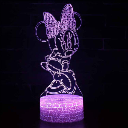 Lampka nocna LED 3D Myszka Minnie – pilot, 16 kolorów, USB – zdjęcie produktu