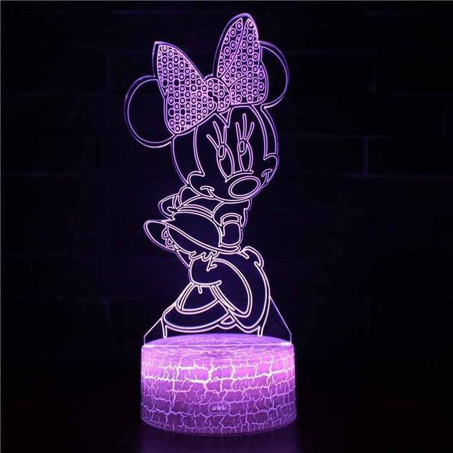Lampka nocna LED 3D Myszka Minnie – pilot, 16 kolorów, USB – zdjęcie produktu