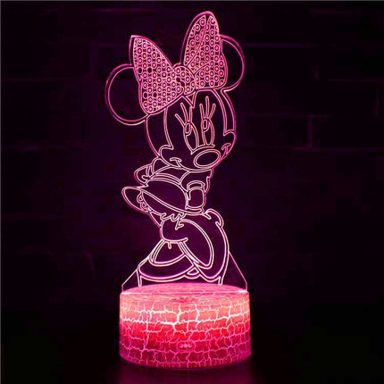 Lampka nocna LED 3D Myszka Minnie – pilot, 16 kolorów, USB – zdjęcie produktu