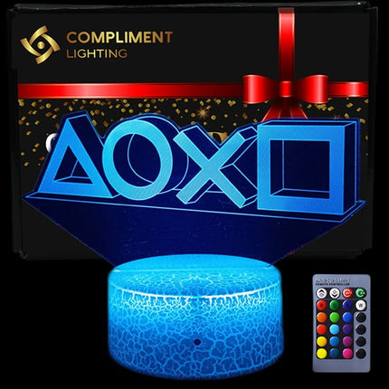 Lampka nocna LED 3D Symbole PlayStation – pilot, USB – zdjęcie produktu